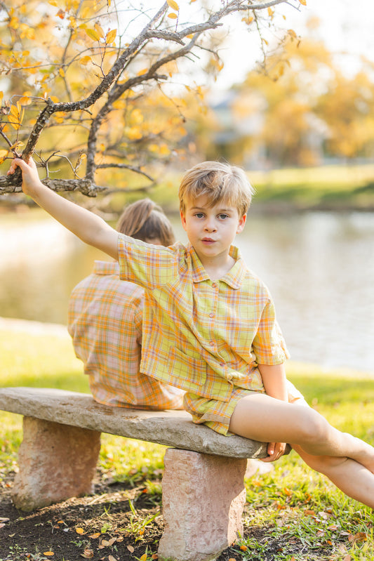 Yellow Texas Plaid Short Set