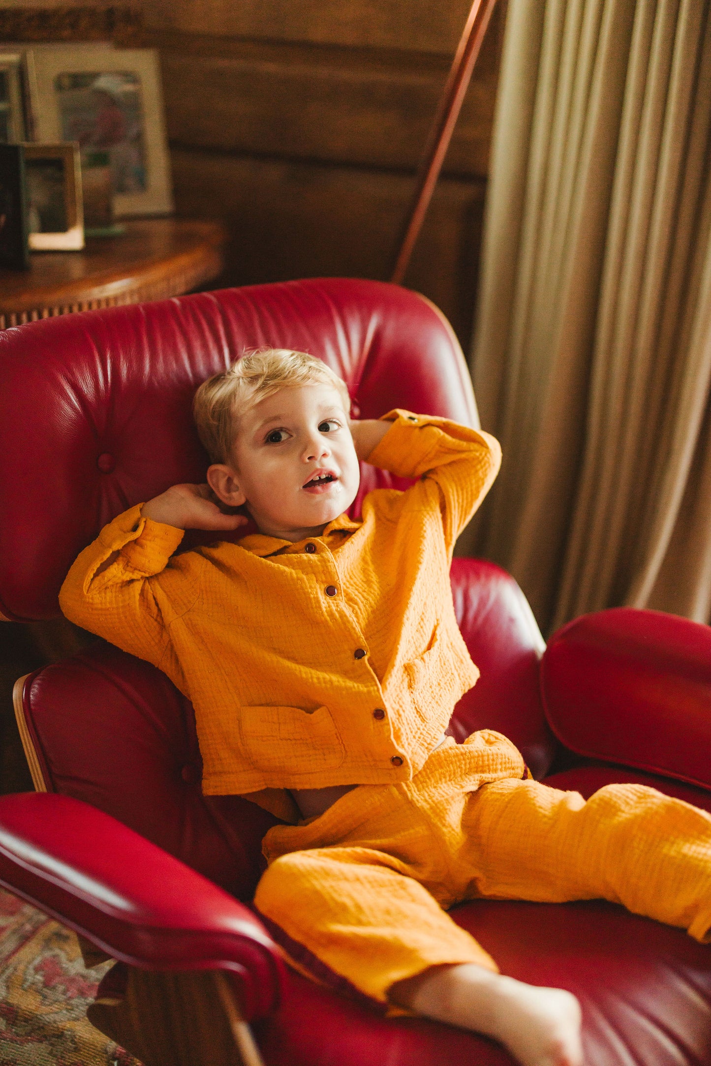 MERRY GOLD GAUZE LONG PAJAMA SET