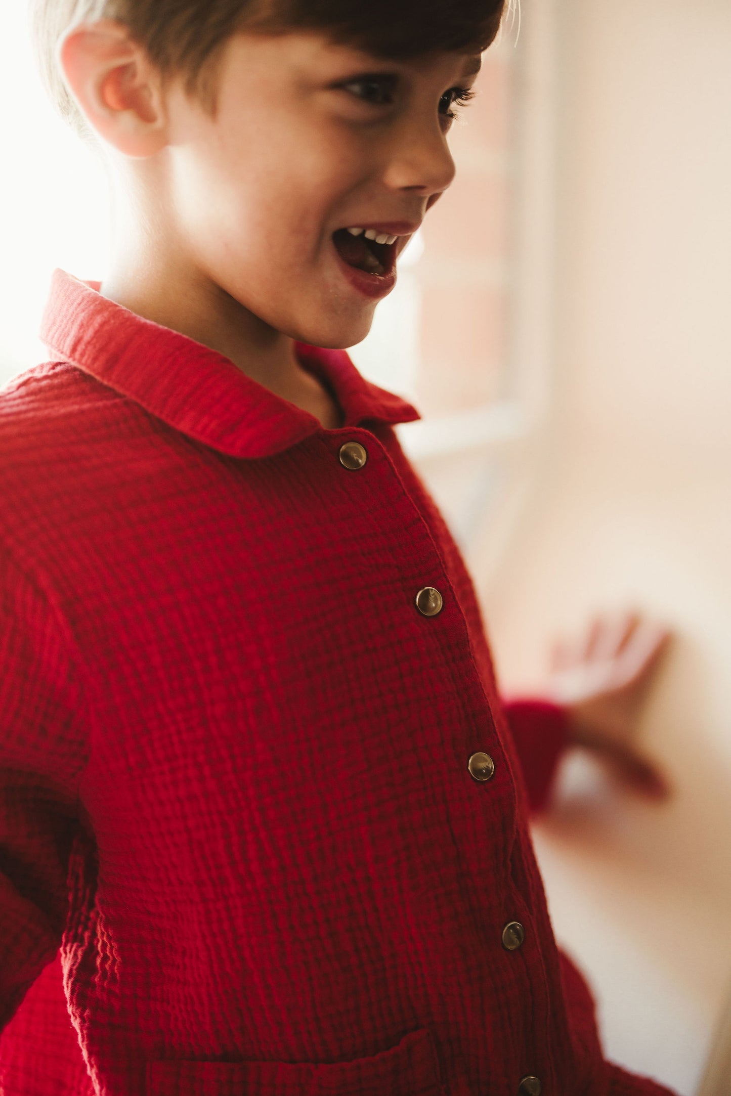 RED GAUZE LONG PAJAMA SET