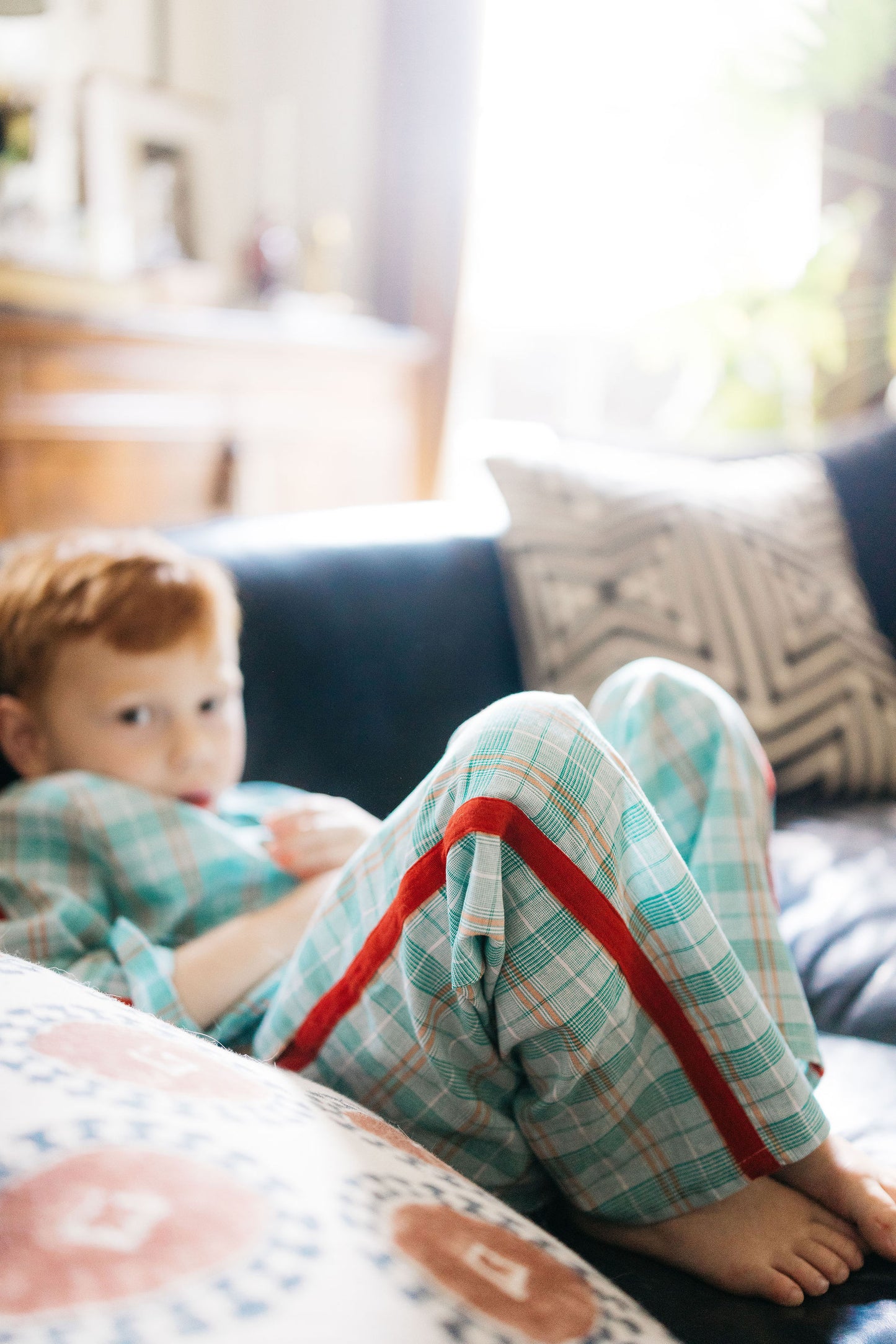 GREEN PLAID LONG PAJAMA SET