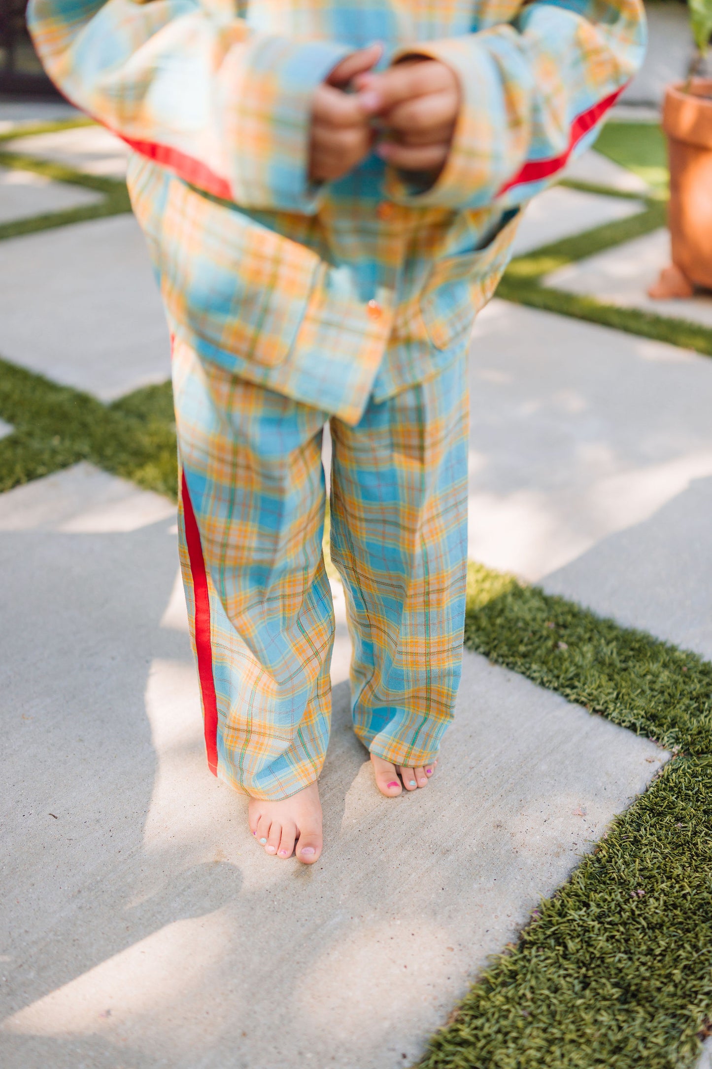 Blue Texas Plaid Long Set