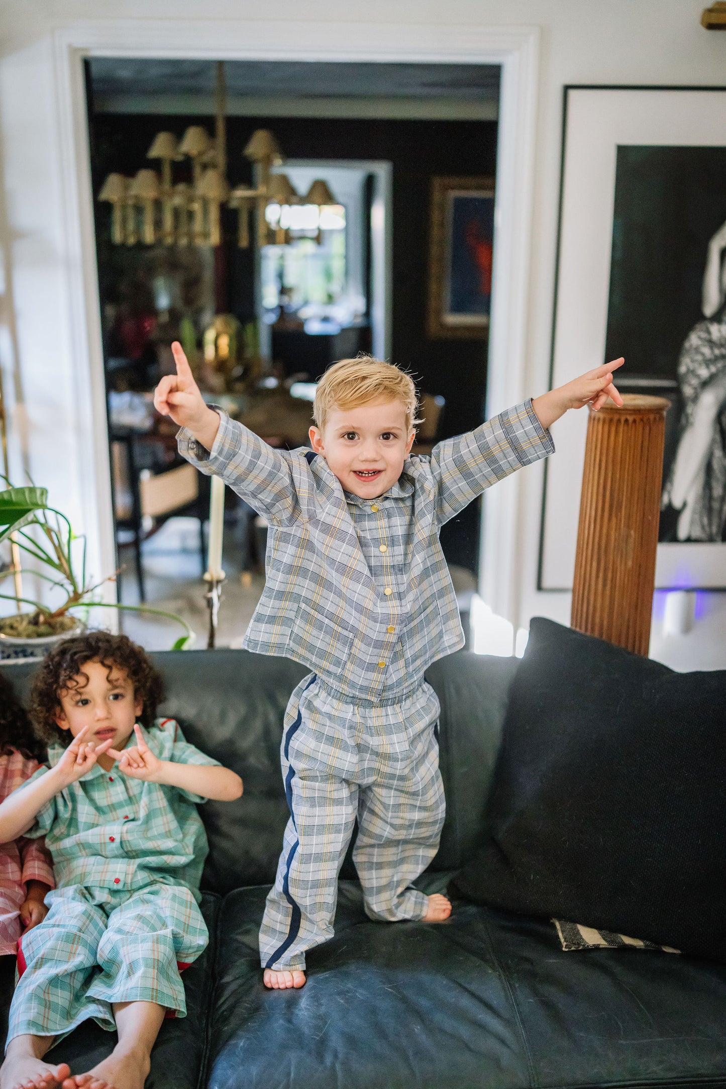 NAVY PLAID LONG PAJAMA SET