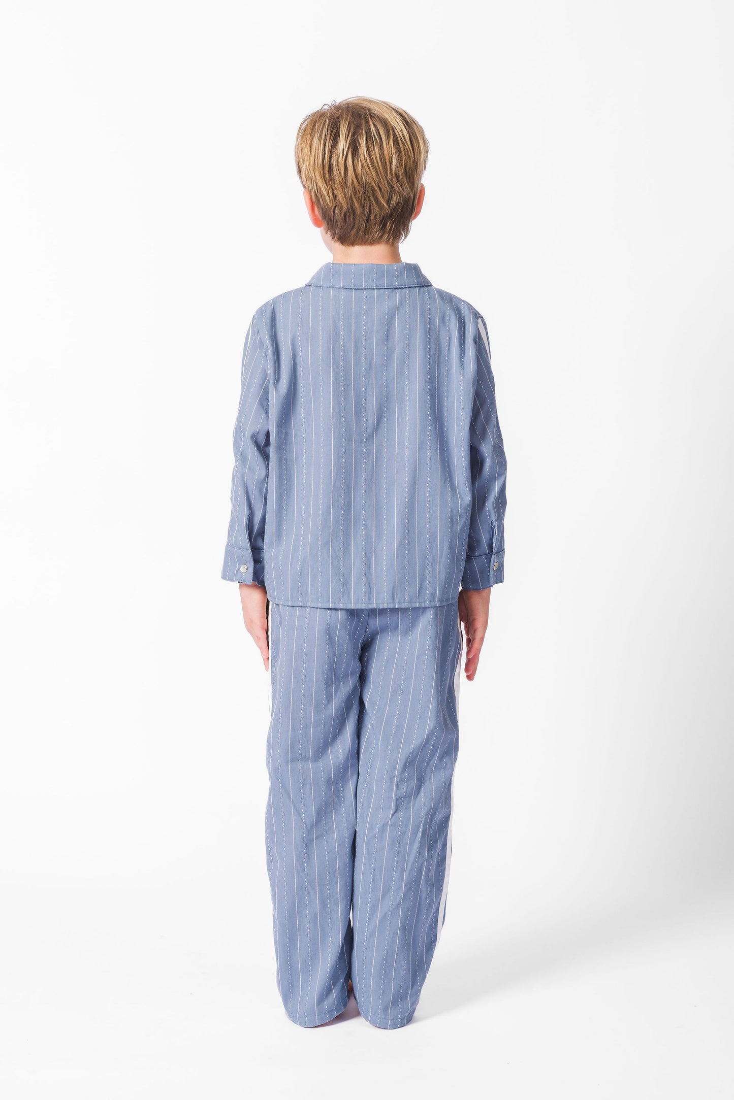 Grey Blue California Stripe Long Set