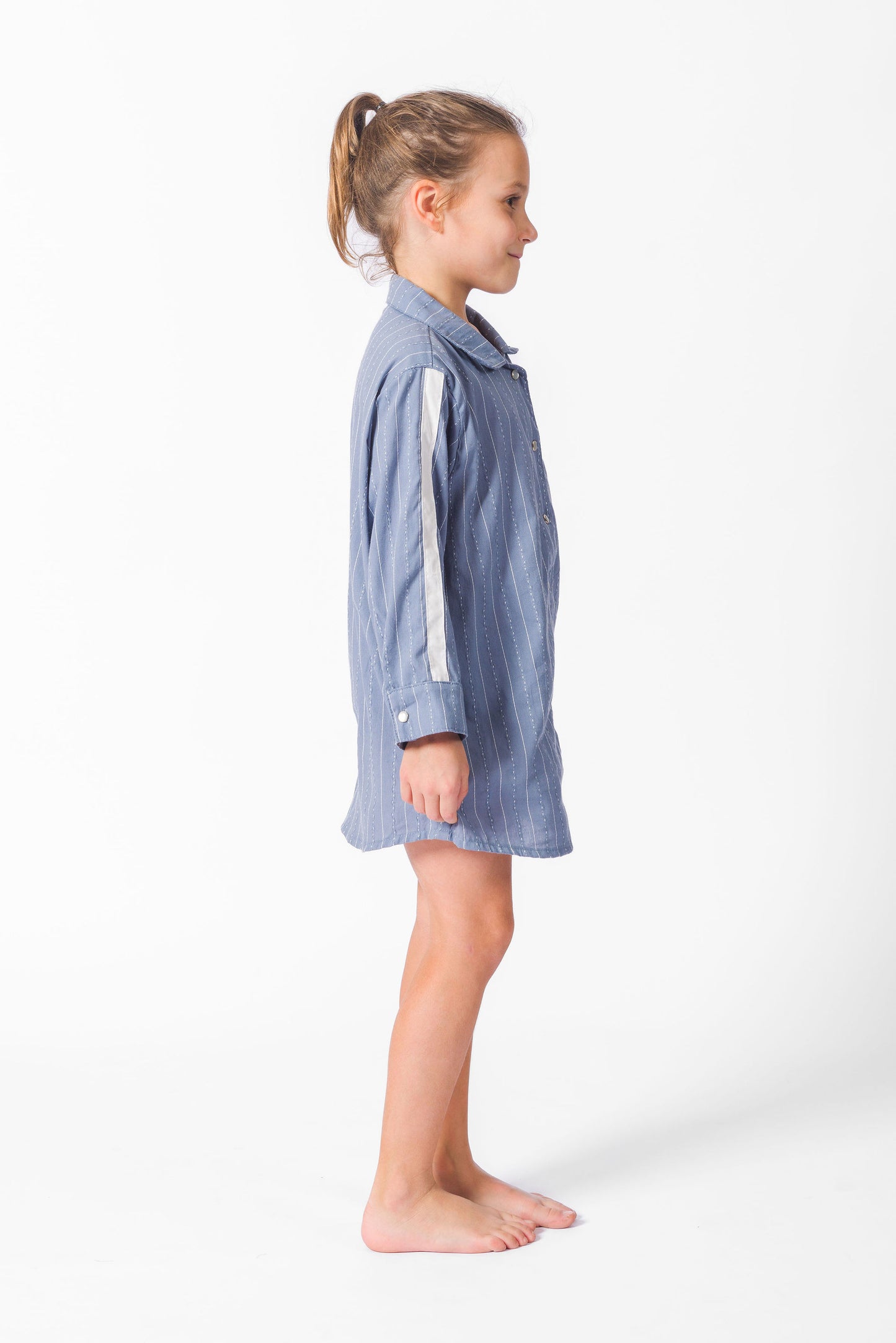 Grey Blue California Stripe Shirt Dress