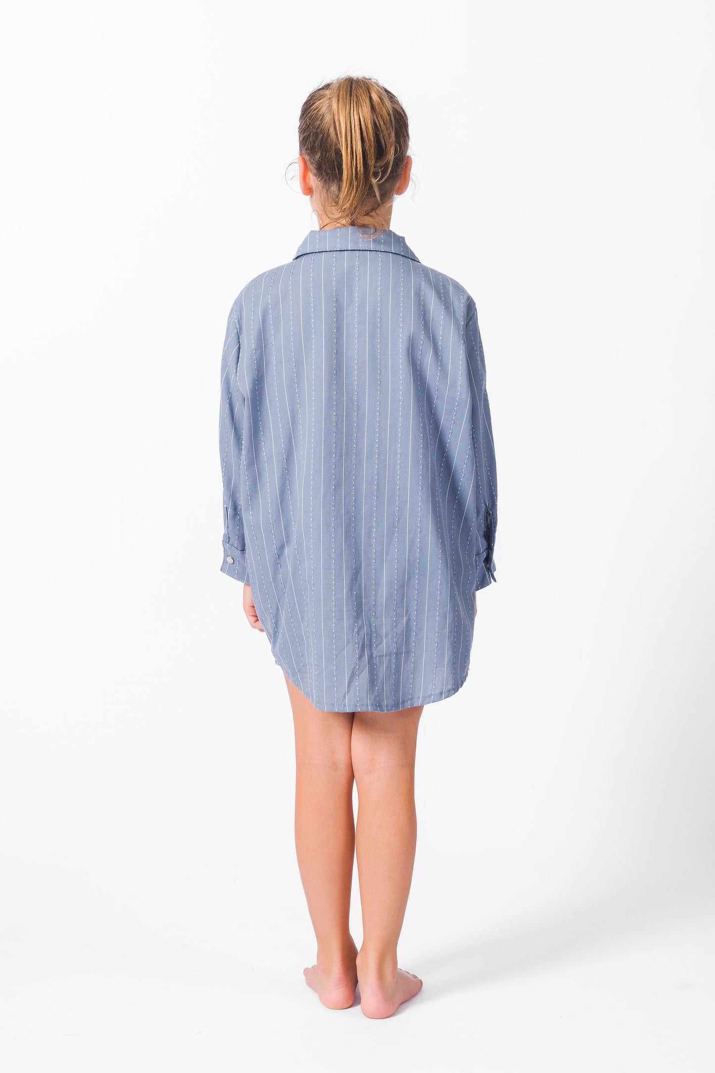 Grey Blue California Stripe Shirt Dress