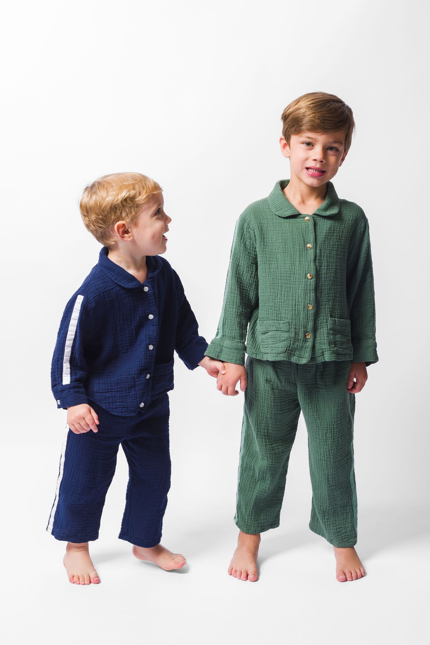 FOREST GREEN GAUZE LONG PAJAMA SET