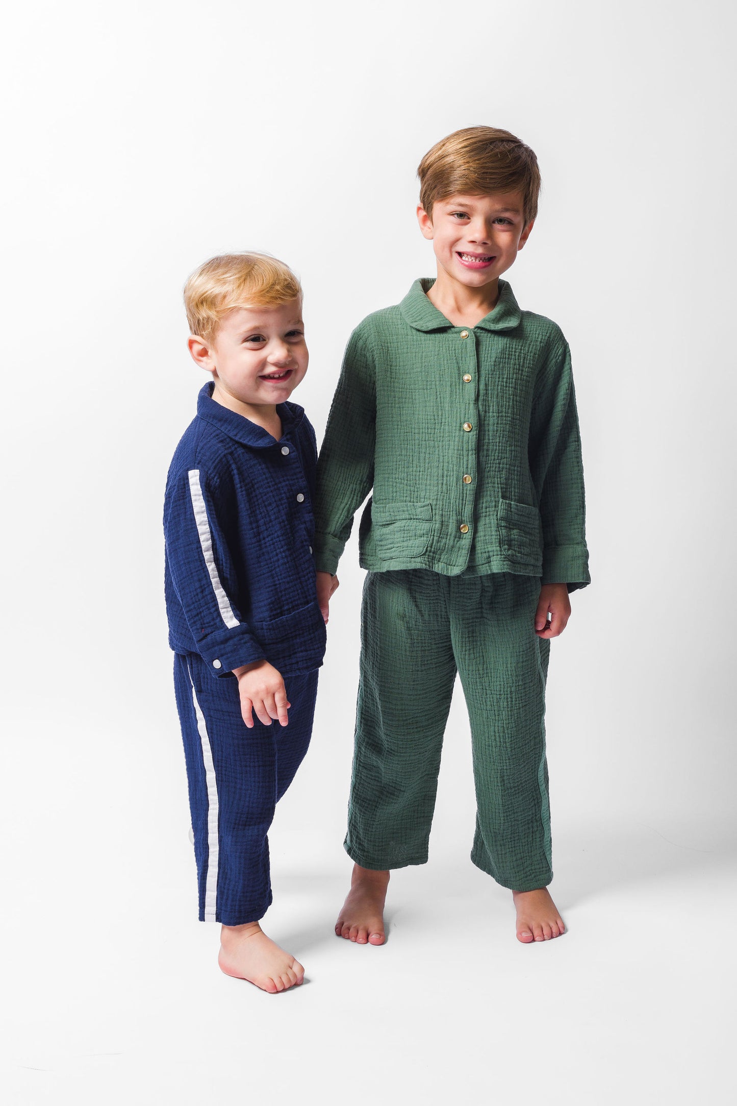 FOREST GREEN GAUZE LONG PAJAMA SET