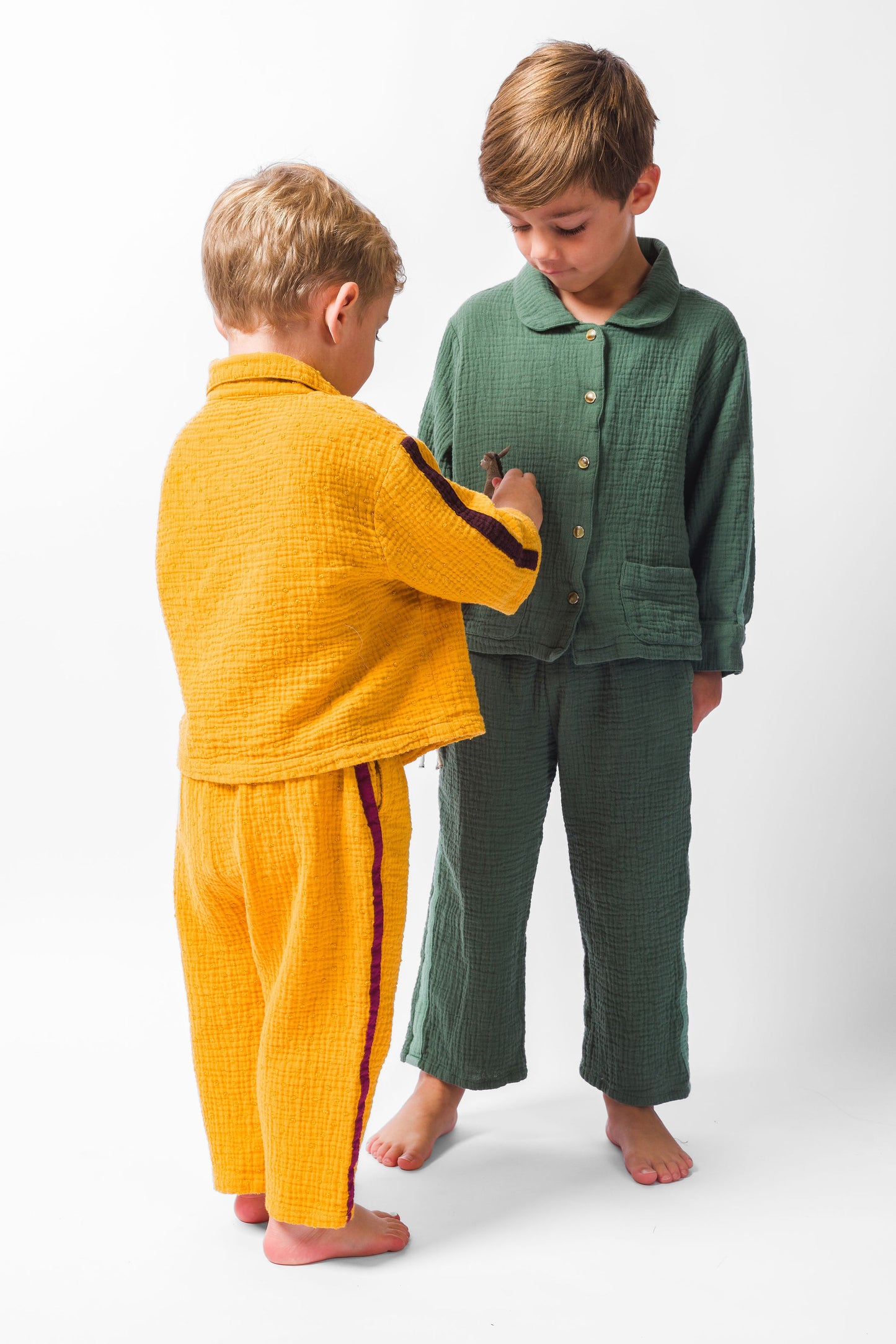 FOREST GREEN GAUZE LONG PAJAMA SET