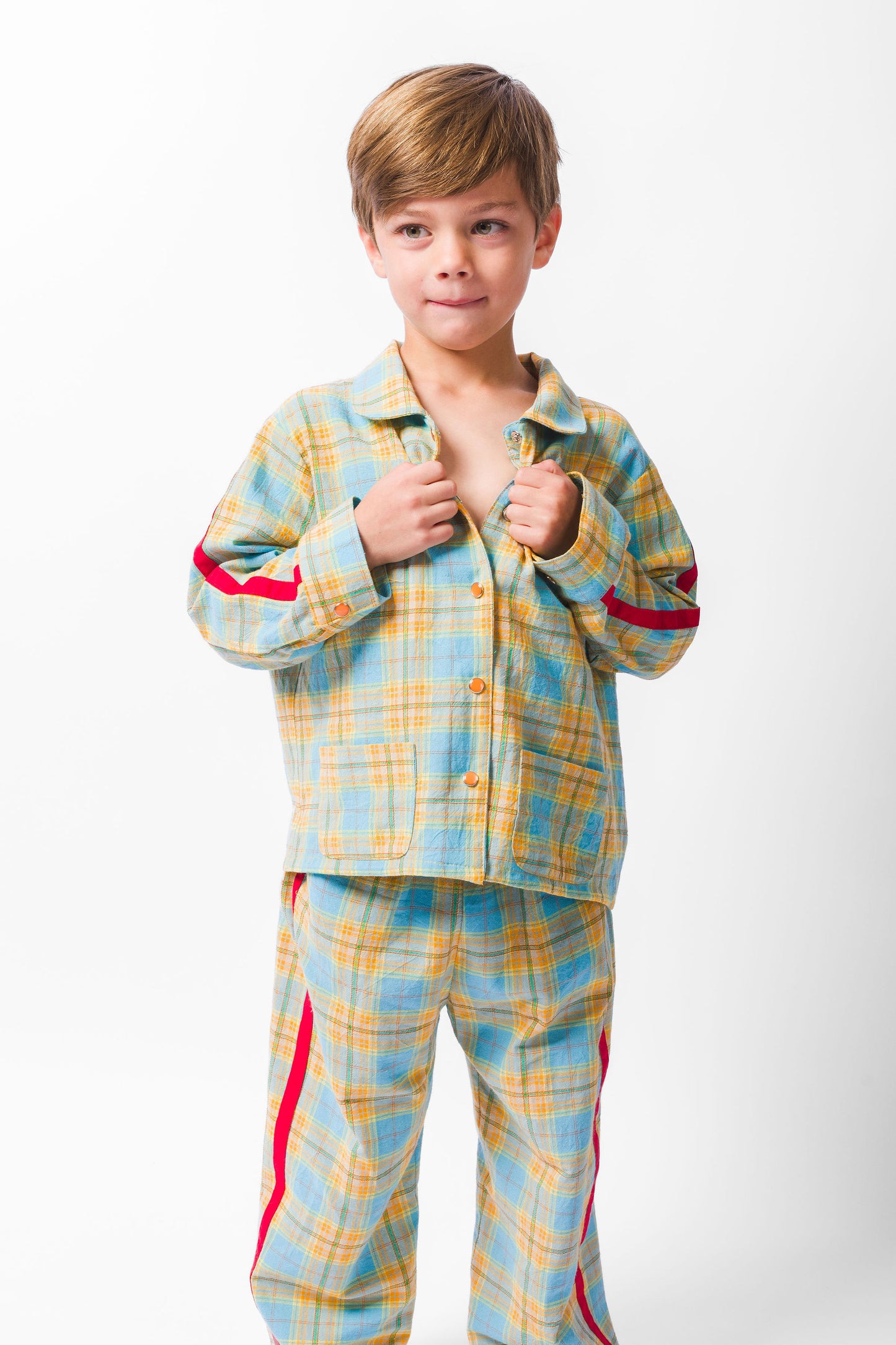 Blue Texas Plaid Long Set