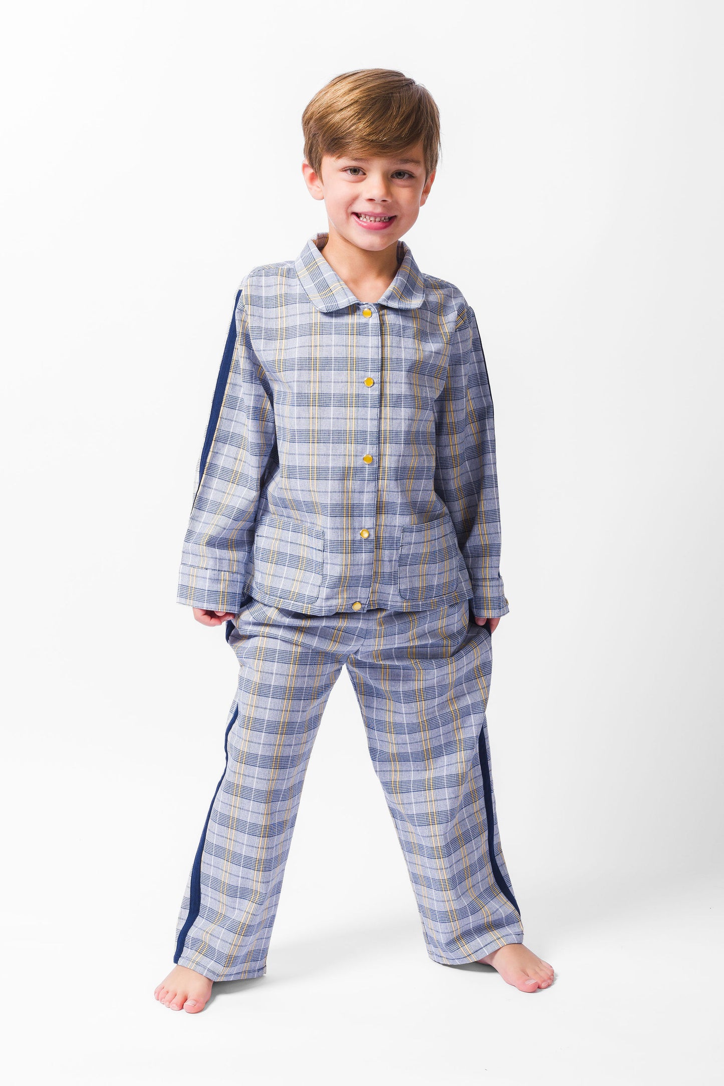 NAVY PLAID LONG PAJAMA SET