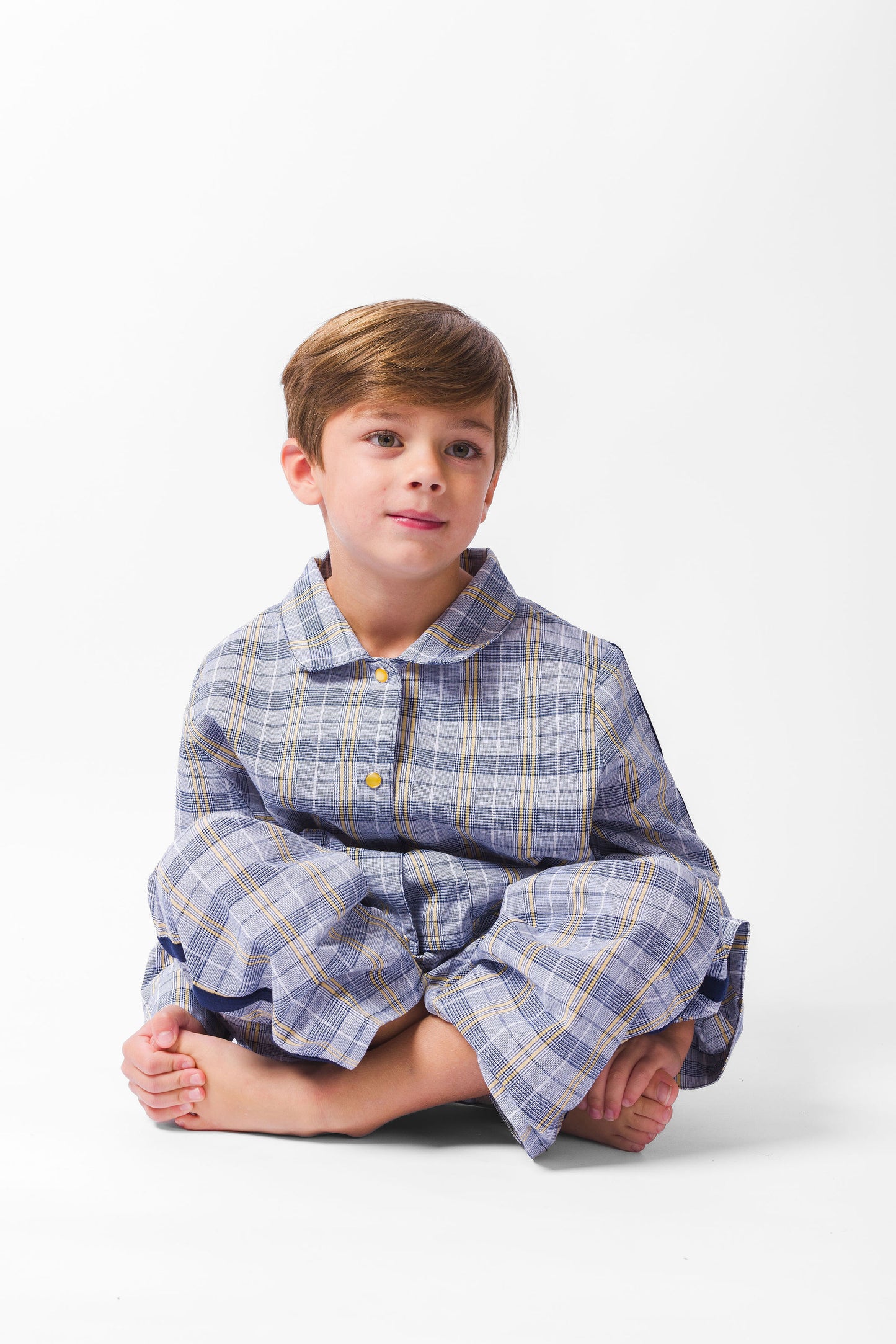 NAVY PLAID LONG PAJAMA SET