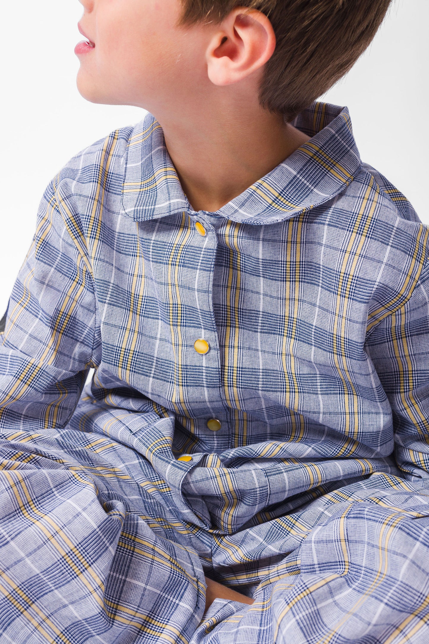 NAVY PLAID LONG PAJAMA SET