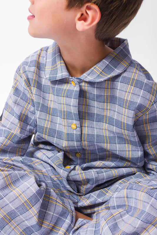 NAVY PLAID LONG PAJAMA SET