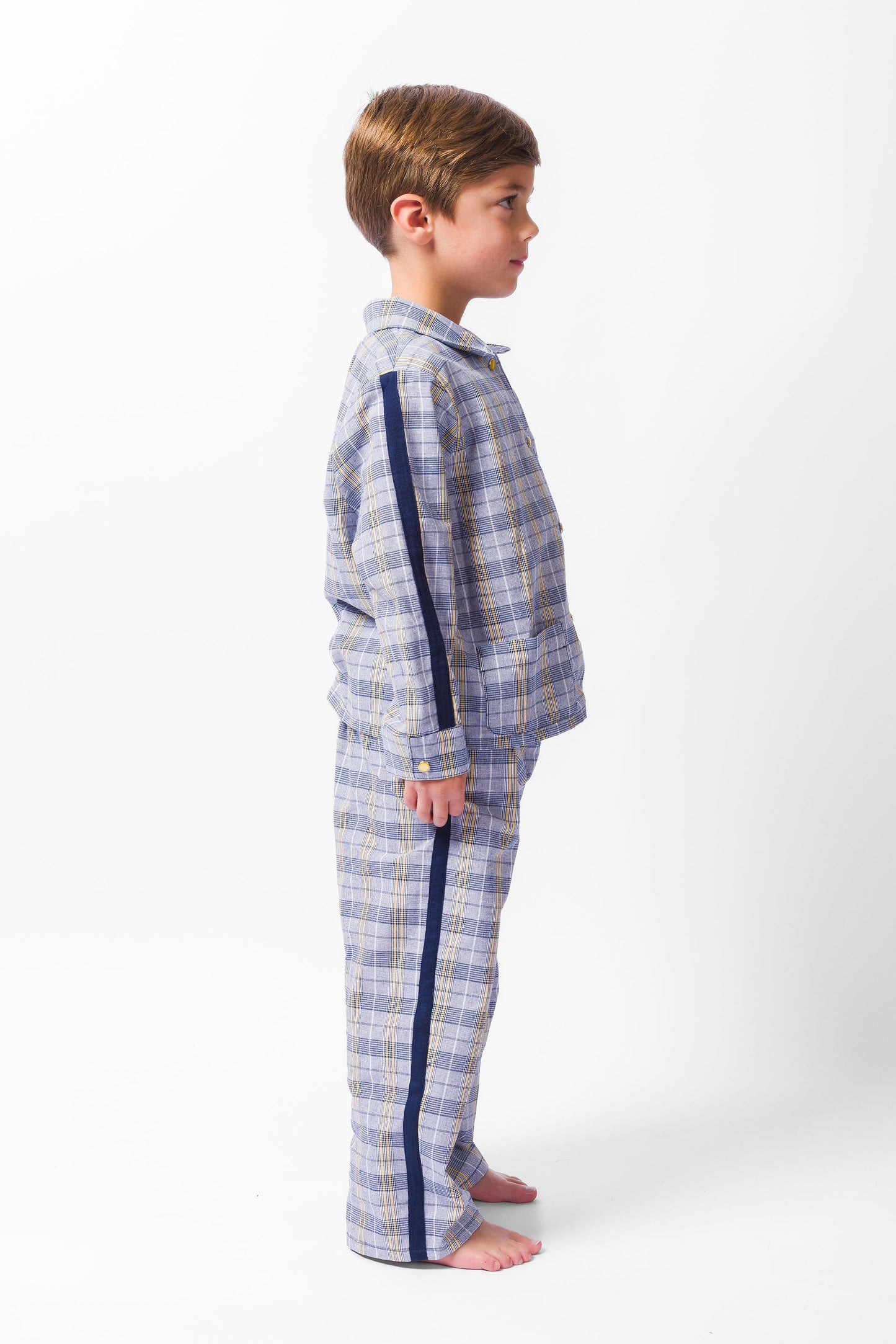 NAVY PLAID LONG PAJAMA SET