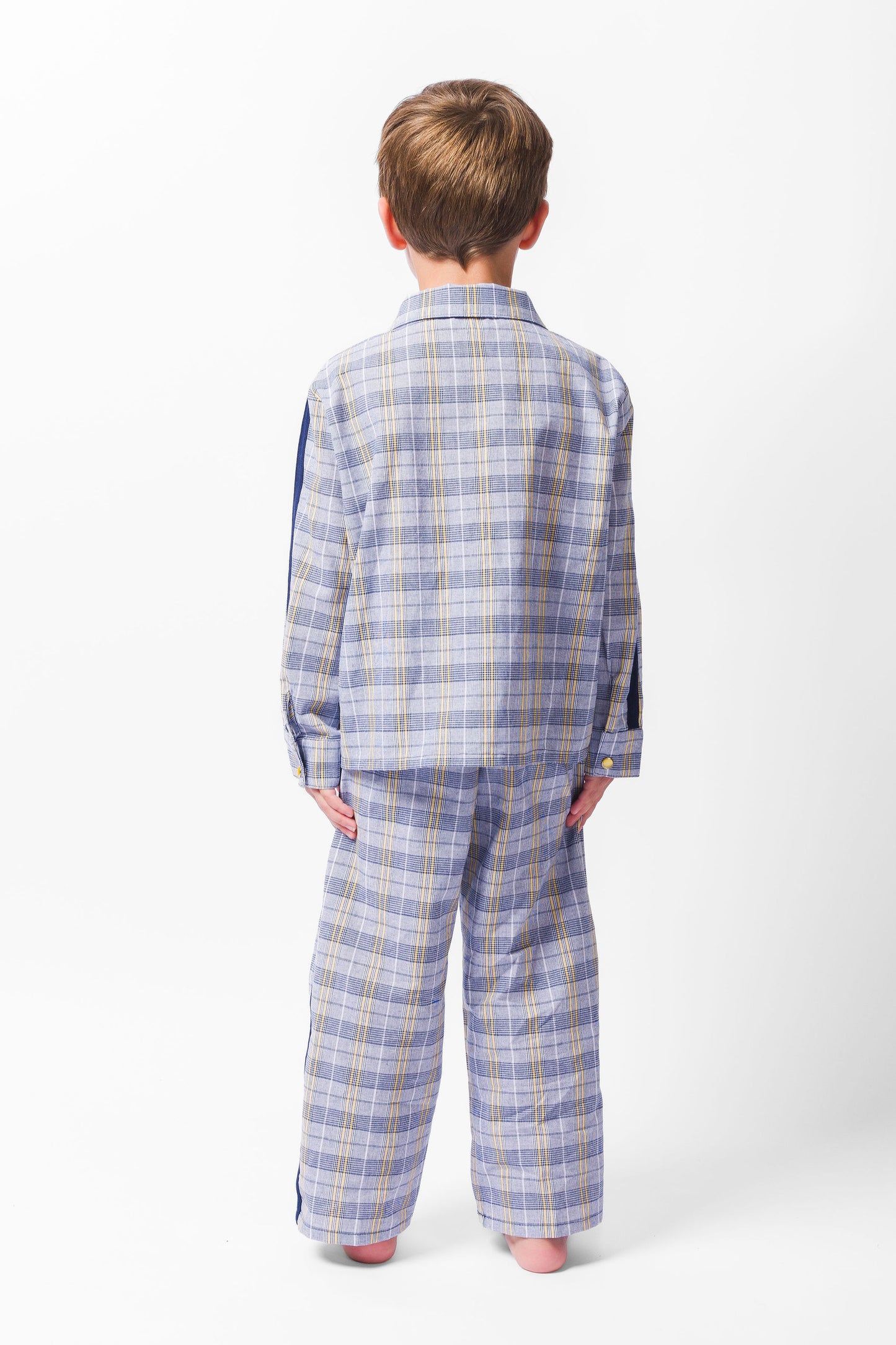 NAVY PLAID LONG PAJAMA SET