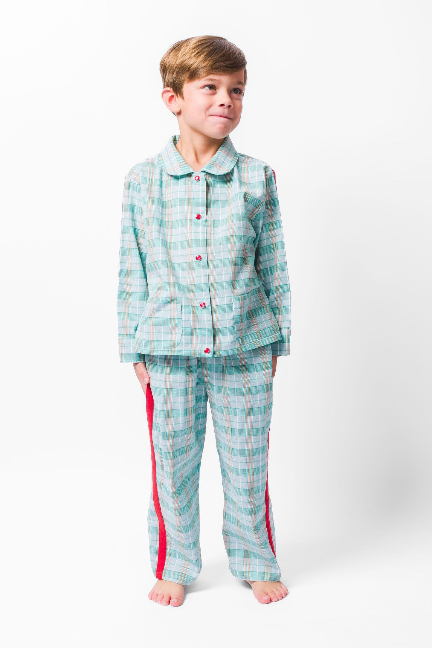 GREEN PLAID LONG PAJAMA SET