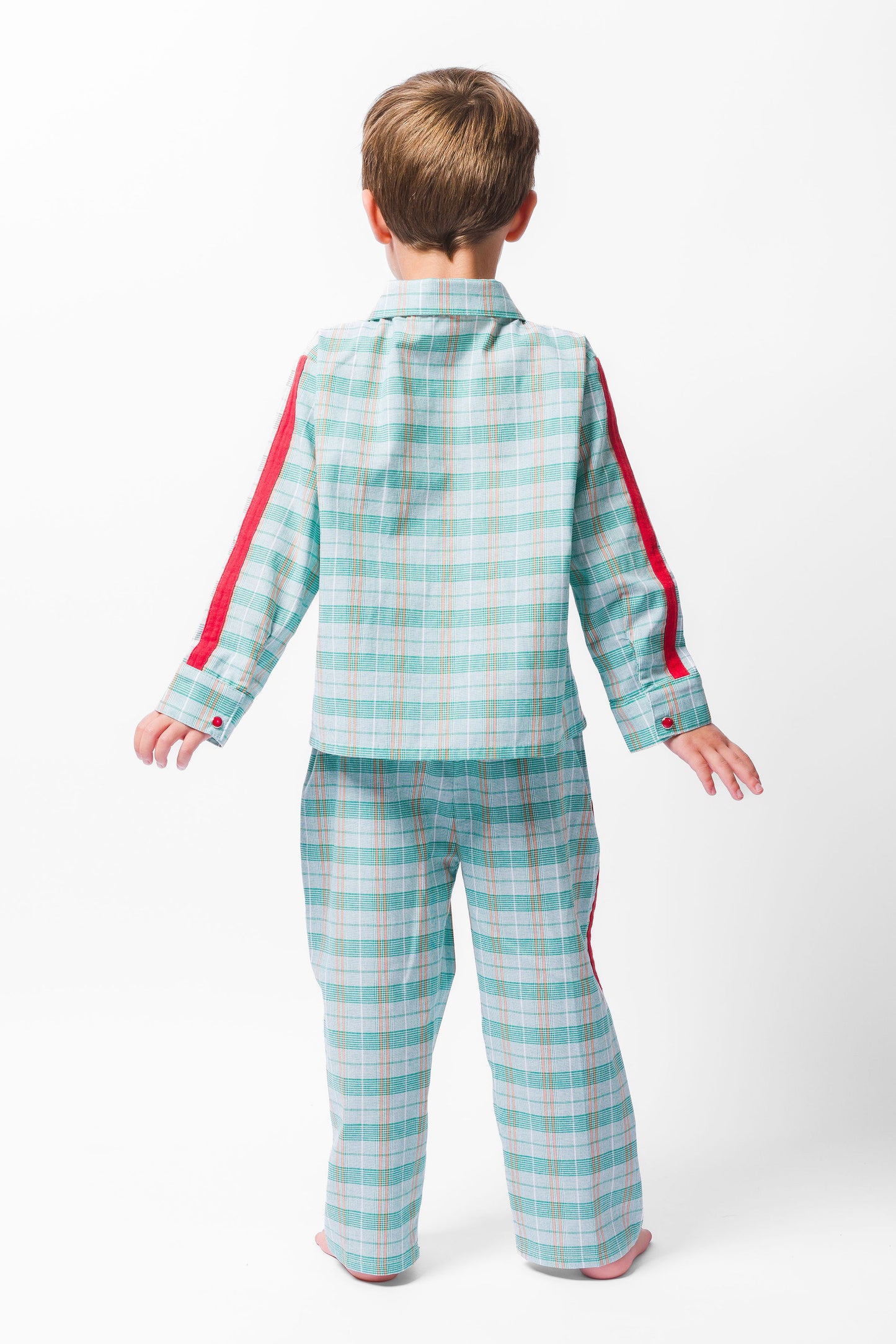 GREEN PLAID LONG PAJAMA SET