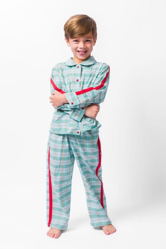 GREEN PLAID LONG SET