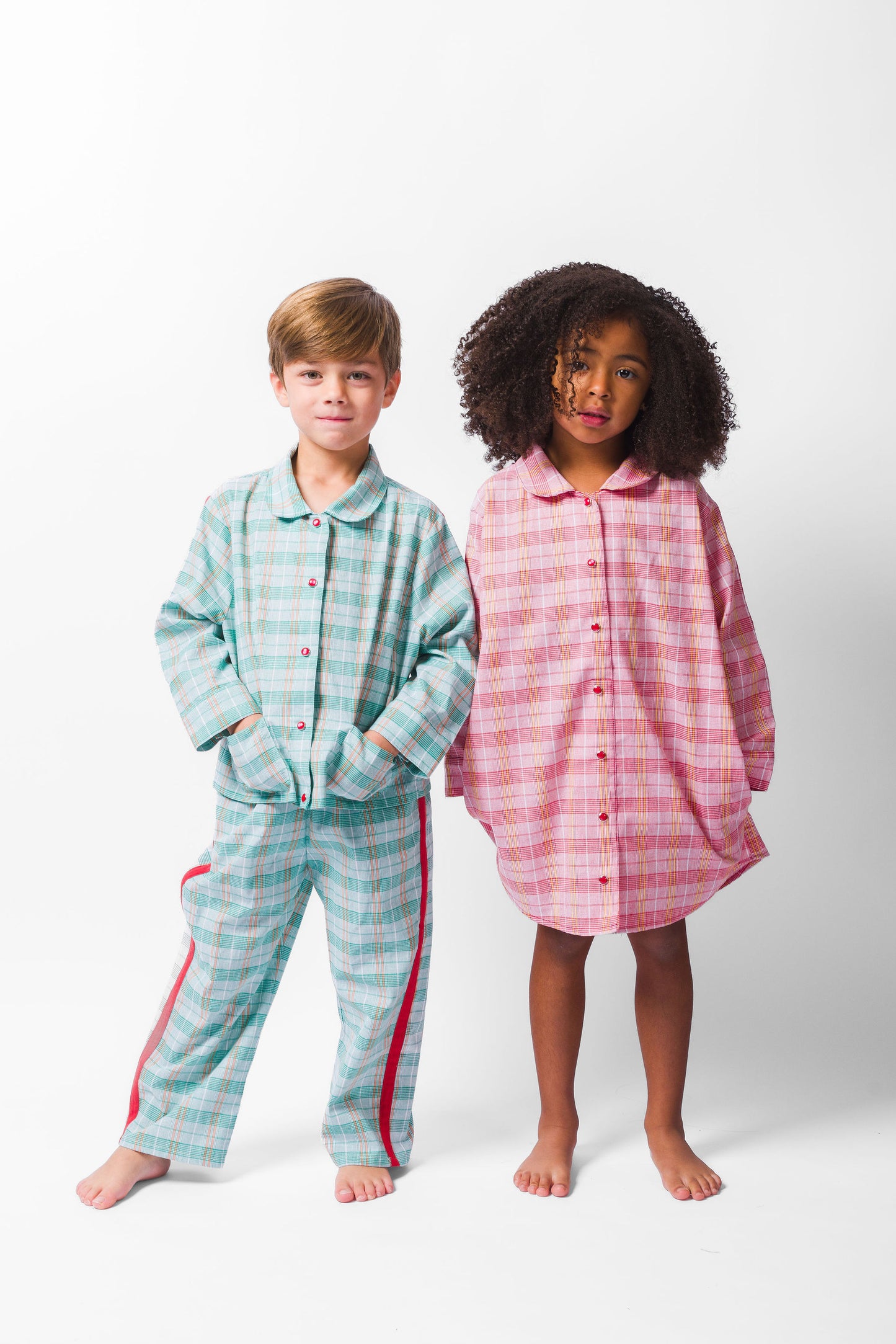 GREEN PLAID LONG PAJAMA SET