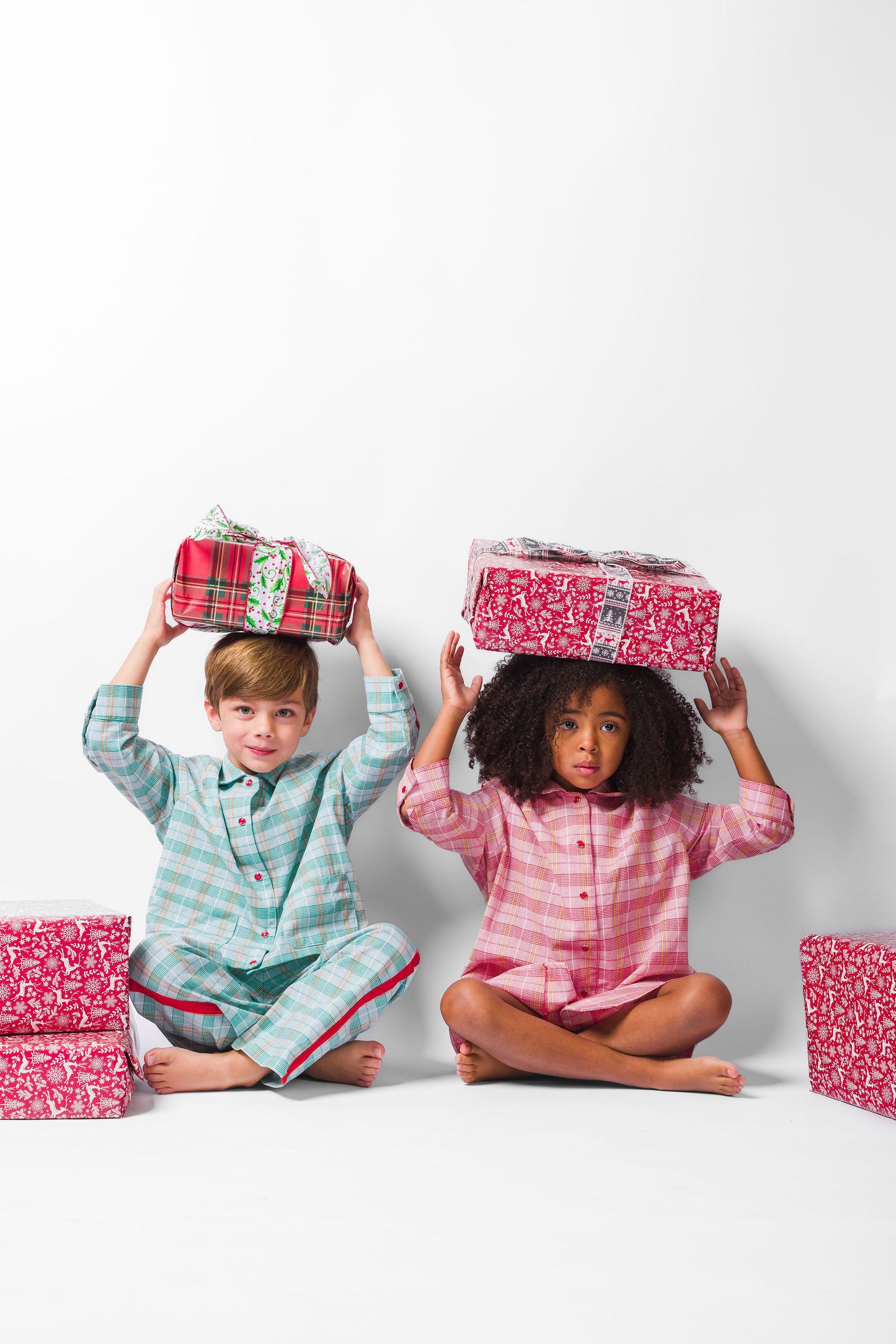 GREEN PLAID LONG PAJAMA SET