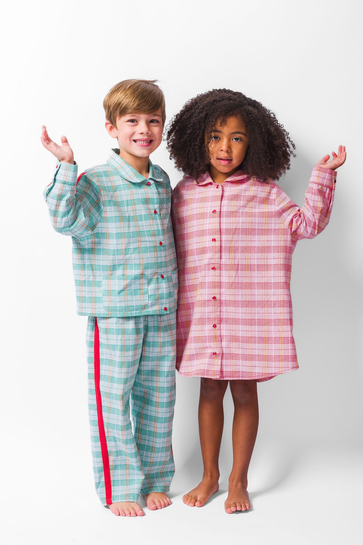 GREEN PLAID LONG PAJAMA SET