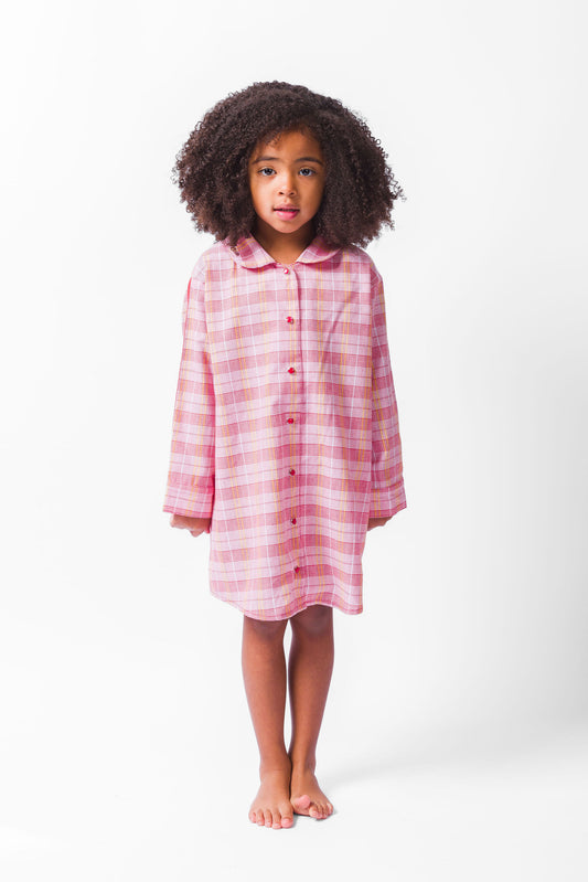 RED PLAID SHIRT DRESS