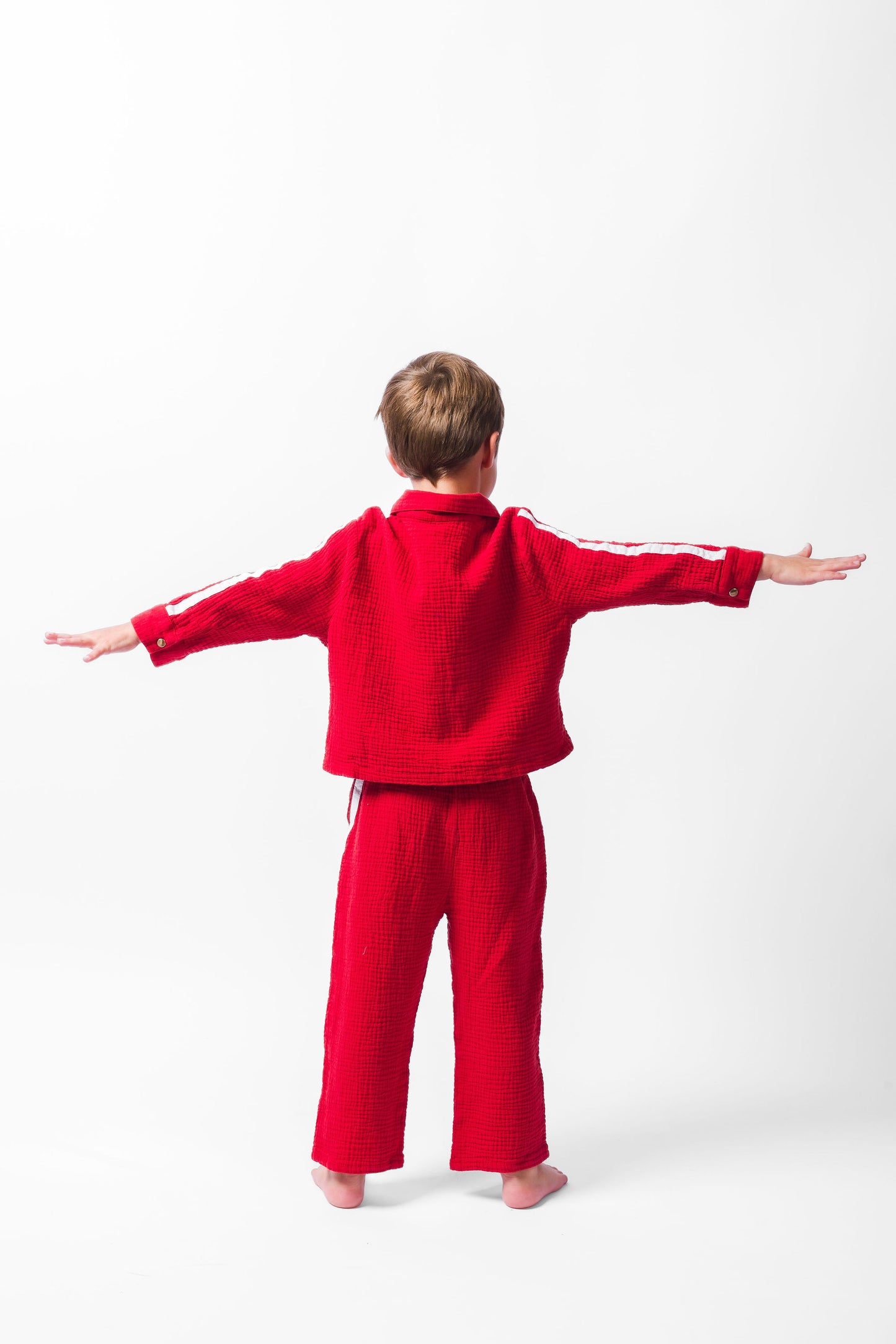 RED GAUZE LONG PAJAMA SET