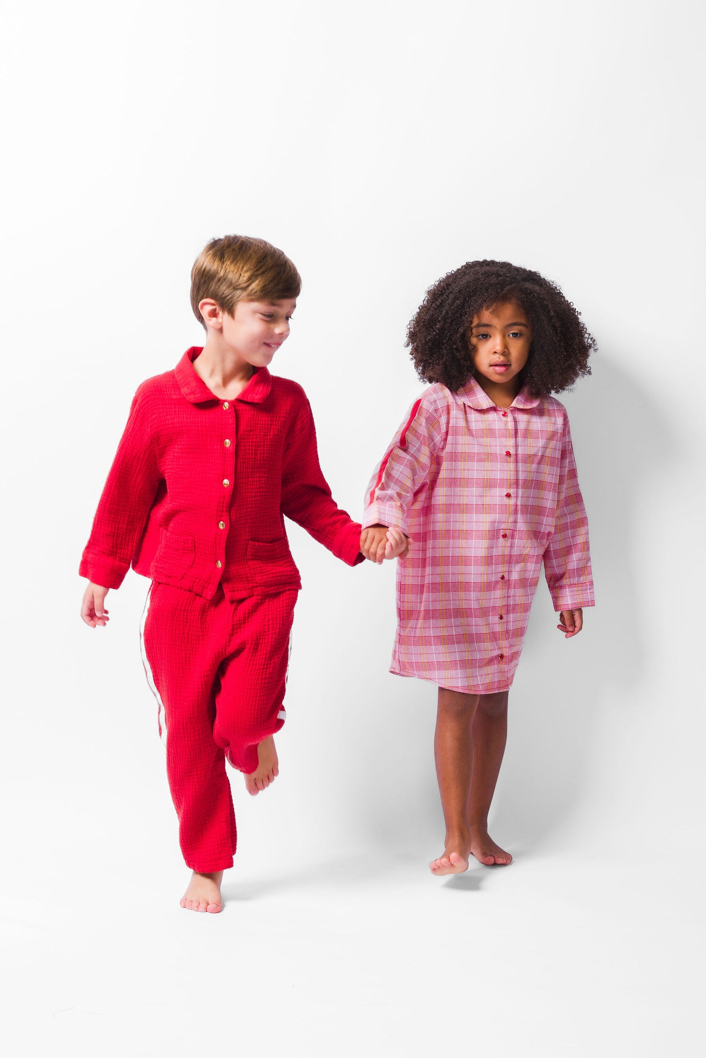 RED GAUZE LONG PAJAMA SET