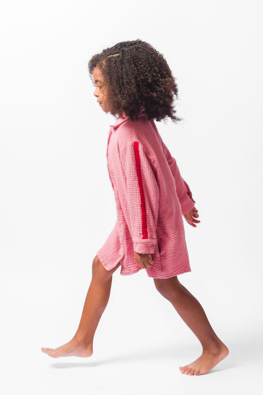 ROSE GAUZE SHIRT DRESS