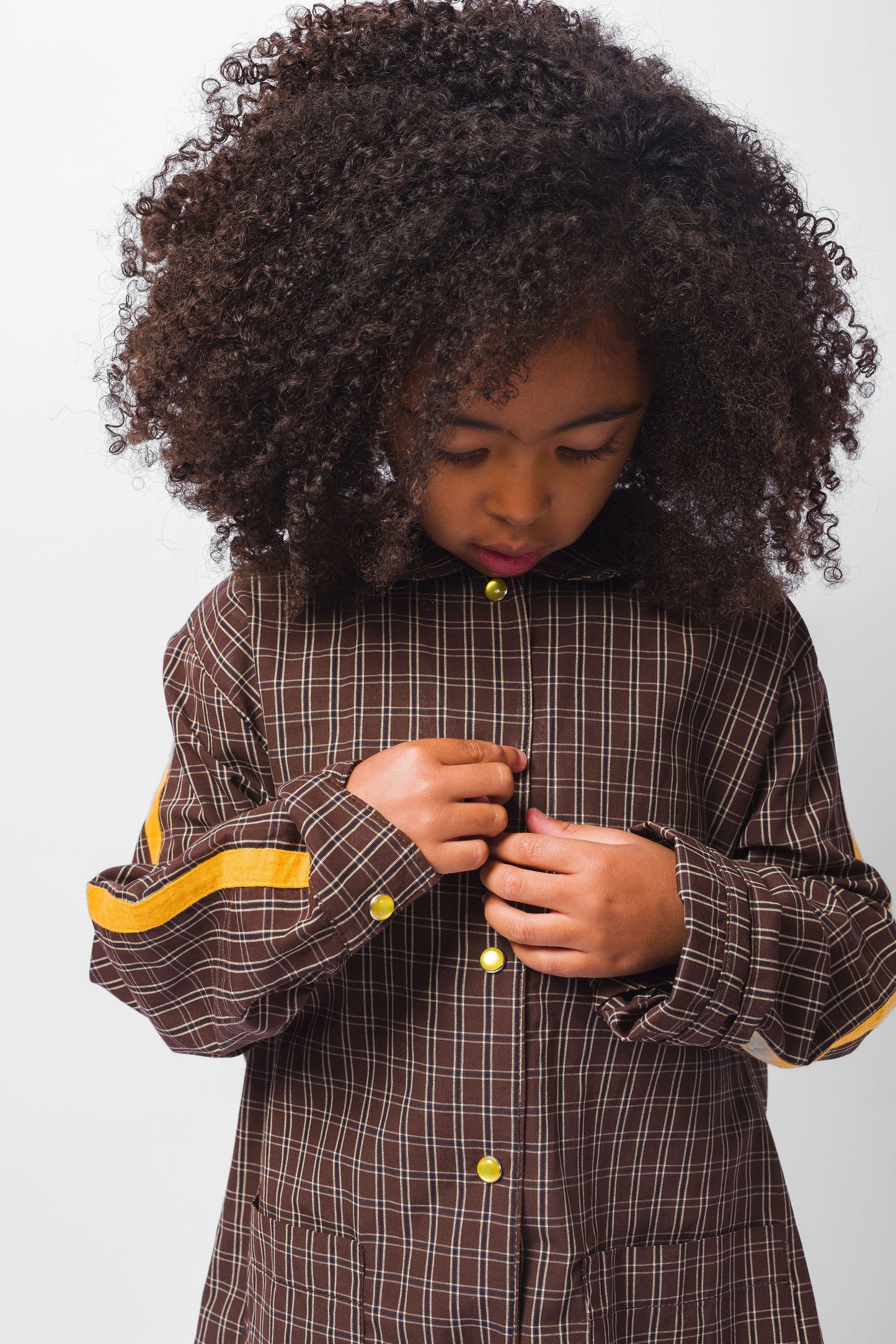 BROWN CHECK LONG PAJAMA SET