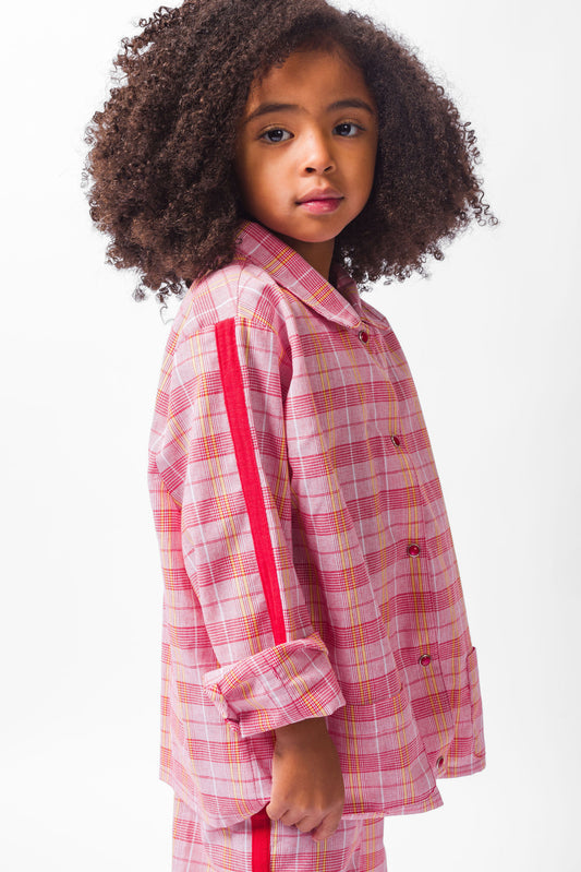 RED PLAID LONG PAJAMA SET