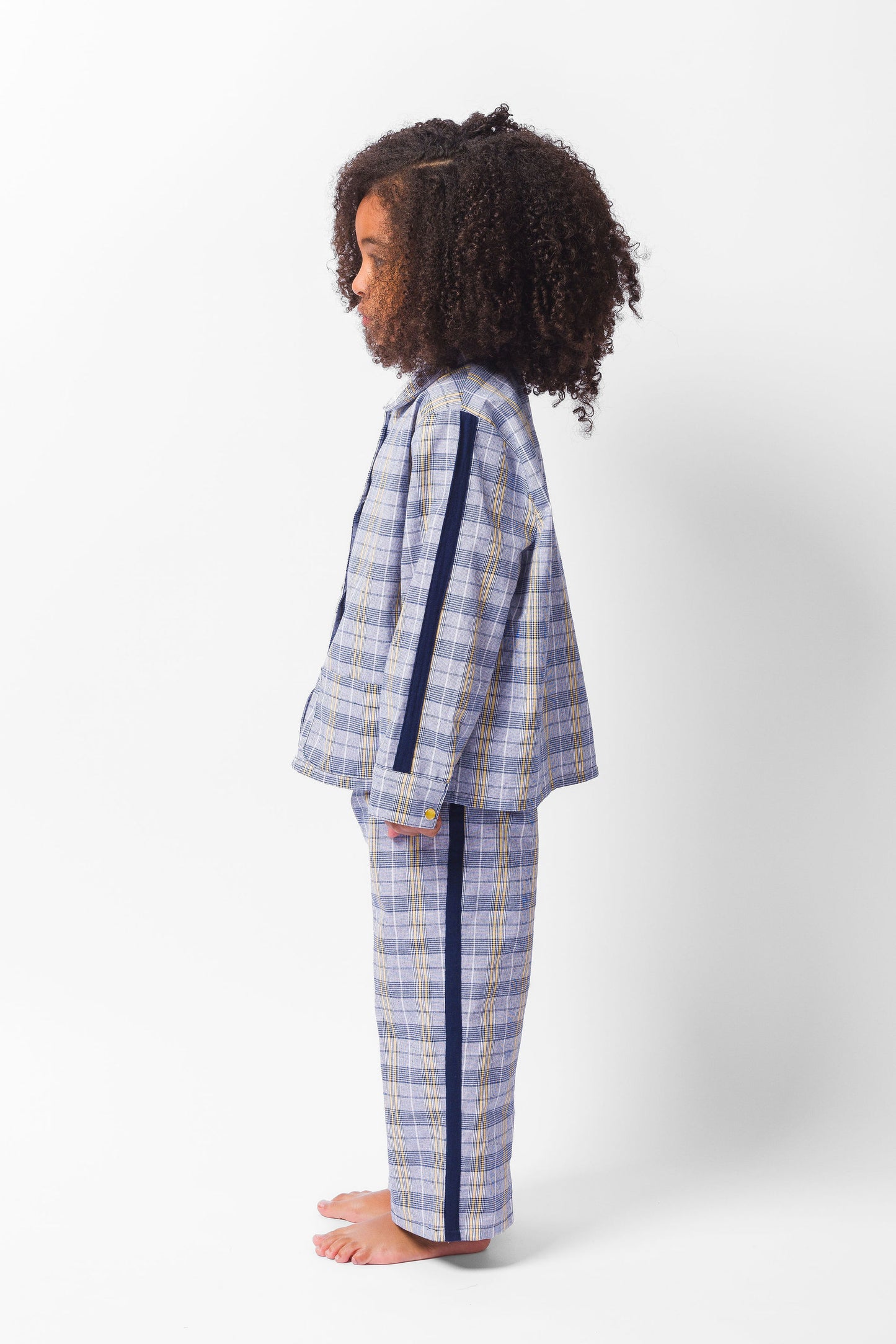 NAVY PLAID LONG PAJAMA SET