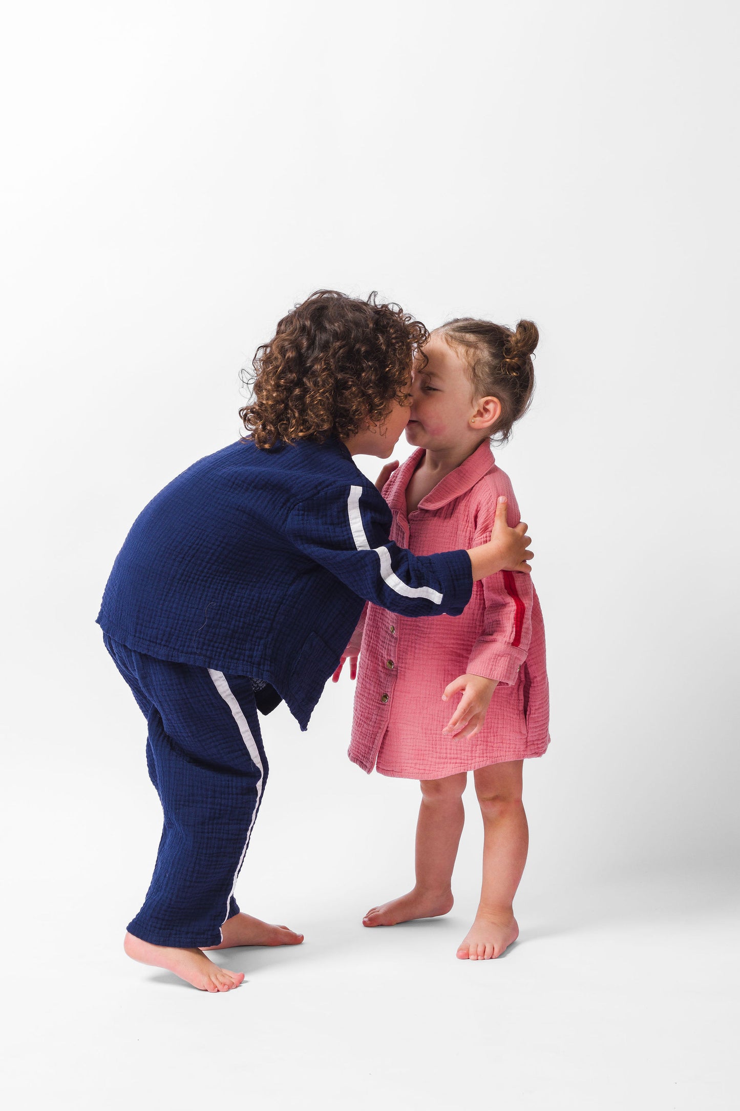 NAVY GAUZE LONG PAJAMA SET